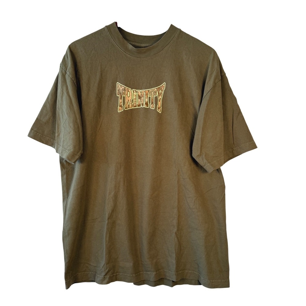 Vintage Trinity Boxing Graphic‎ Tee Olive Green Y2K Streetwear Oversized | Large